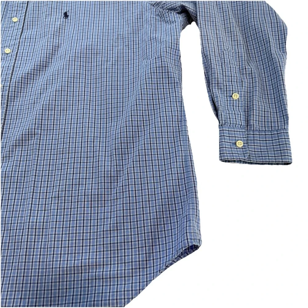 Polo Ralph Lauren Blue‎ Plaid Cotton Button Down Blake Shirt XL